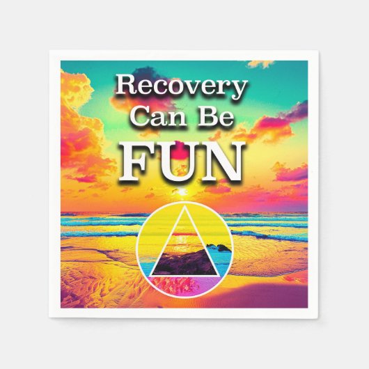 Recovery Can Be Fun Recovery Slogan Sunrise スタンダードカクテルナプキン (正面)