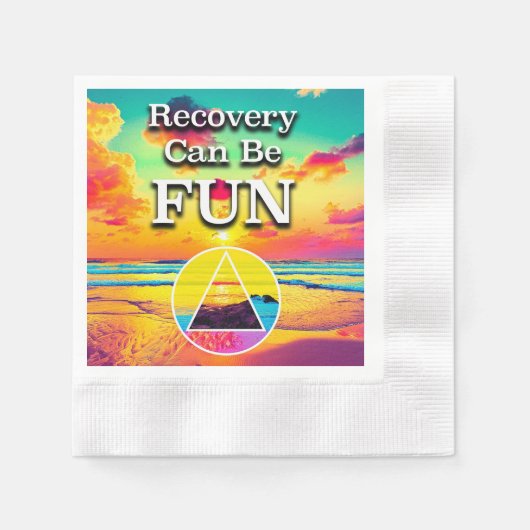 Recovery Can Be Fun Recovery Slogan Sunrise 縁ありカクテルナプキン (正面)