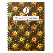 Recovery Journal Brownおよび金ゴールドフローラノートブック ノートブック (正面)