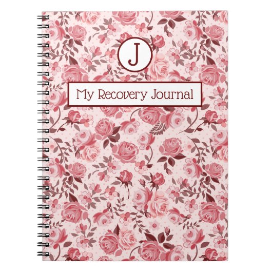 Recovery Journal Pink Roses Notebook ノートブック (正面)