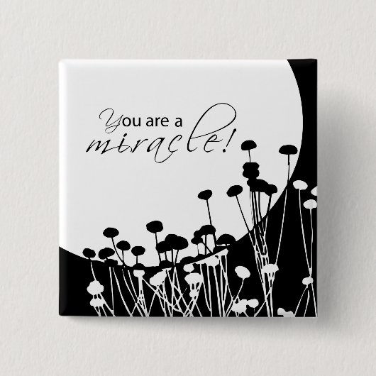 Recovery Miracle、白黒 缶バッジ (正面)