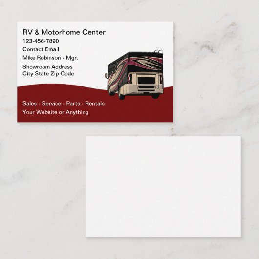 Recreational Motorhomes Sales And Service 名刺 (正面/裏面)