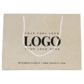 Rectangle Business Logo Beigeプロモーションカスタム ラージペーパーバッグ (正面)