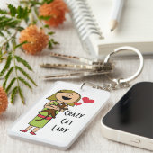 Rectangle Keychain熱狂するな猫の女性(独身の味方される) キーホルダー (正面右)