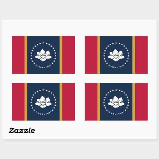 Rectangle sticker with Flag of Mississippi State 長方形シール (シート)