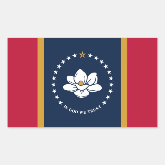 Rectangle sticker with Flag of Mississippi State 長方形シール (正面)