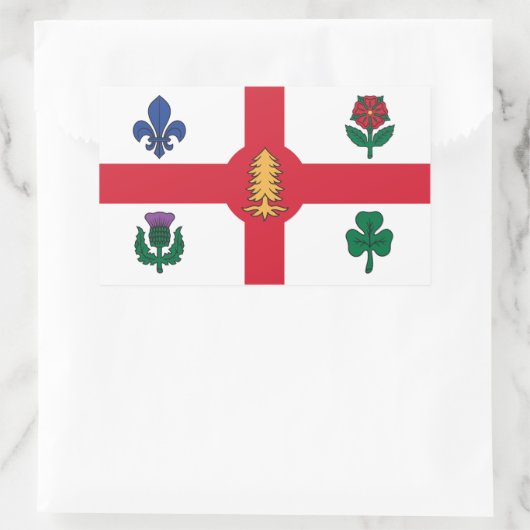Rectangle sticker with Flag of Montreal, Canada 長方形シール (バッグ)