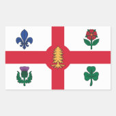 Rectangle sticker with Flag of Montreal, Canada 長方形シール (正面)