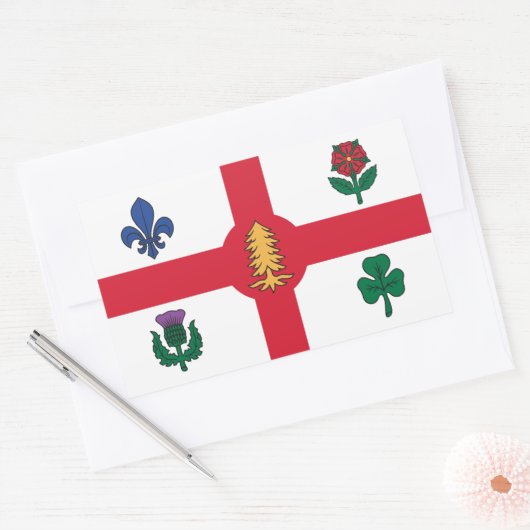 Rectangle sticker with Flag of Montreal, Canada 長方形シール (封筒)