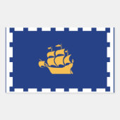 Rectangle sticker with Flag of Quebec City, Canada 長方形シール (正面)