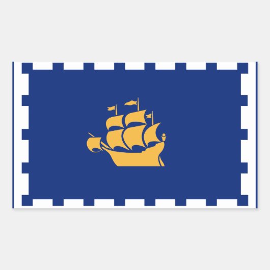 Rectangle sticker with Flag of Quebec City, Canada 長方形シール (正面)
