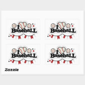 Rectangle Stickers/I Love Baseball 長方形シール (シート)