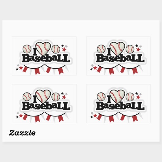 Rectangle Stickers/I Love Baseball 長方形シール (シート)