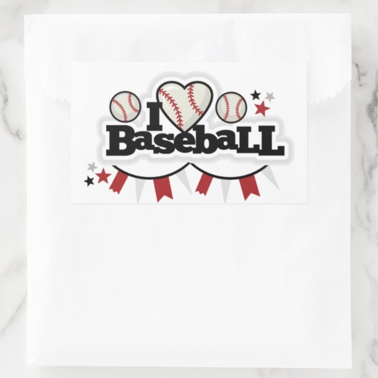 Rectangle Stickers/I Love Baseball 長方形シール (バッグ)