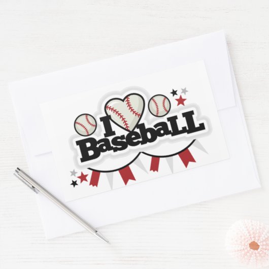 Rectangle Stickers/I Love Baseball 長方形シール (封筒)