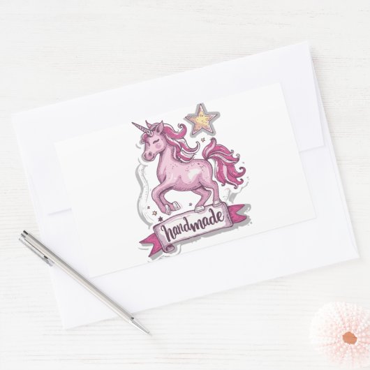 Rectangle Stickers Unicornと碑文, H 長方形シール (封筒)