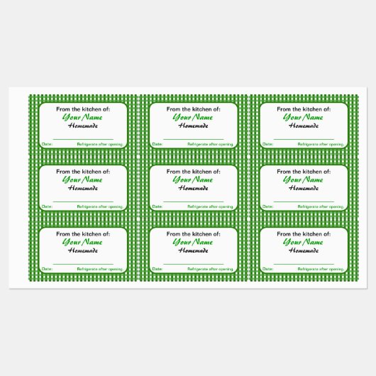 Rectangle Your Name Homemade Canning Labels Green ラベル (シート)