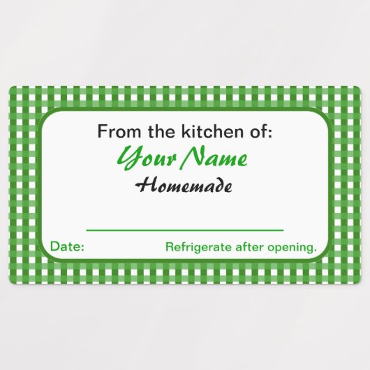 Rectangle Your Name Homemade Canning Labels Green ラベル (デザイン2)