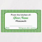 Rectangle Your Name Homemade Canning Labels Green ラベル (デザイン1)