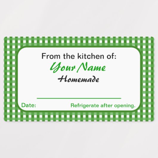 Rectangle Your Name Homemade Canning Labels Green ラベル (デザイン1)