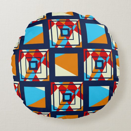 Rectangles of colorful pieces. Trendy seamless pat ラウンドクッション (正面)