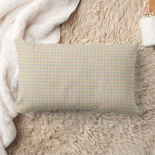 Rectangular pillow with a vibrant plaid pattern ランバークッション (ブランケット)