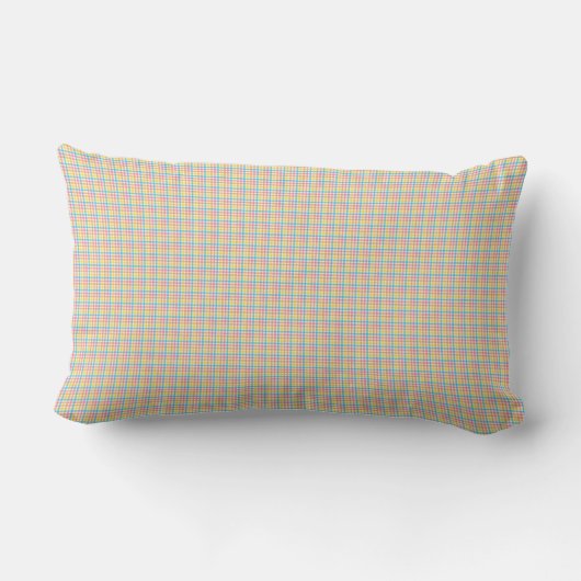 Rectangular pillow with a vibrant plaid pattern ランバークッション (裏面)