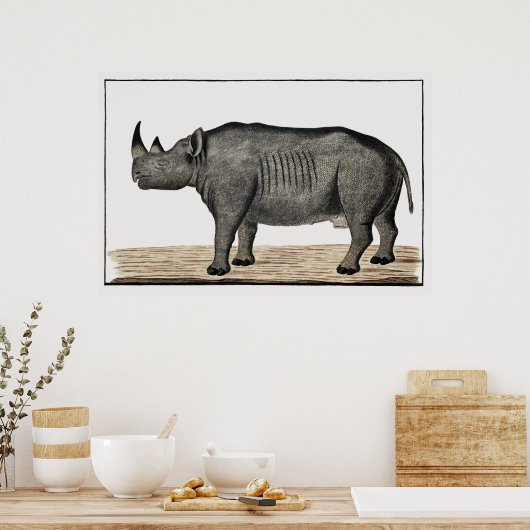 Recto Diceros bicornis:黒サイ ポスター (キッチン)