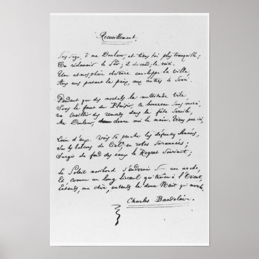 Recueillement', signed sonnet, 1861 ポスター (正面)
