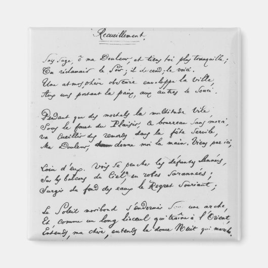 Recueillement', signed sonnet, 1861 マグネット (正面)
