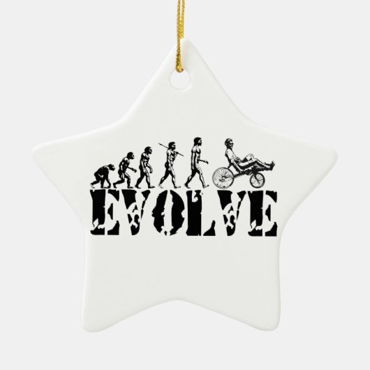 Recumbent自転車の進化のおもしろいのスポーツの芸術 セラミックオーナメント (正面)