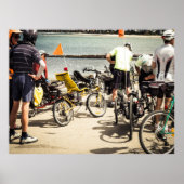 Recumbent Bicycles and Cyclists by Waterfront ポスター (正面)
