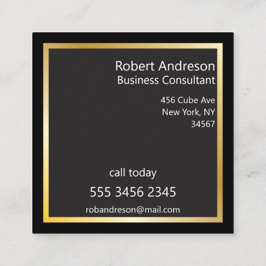 RedおよびBlack Cubeビジネスコンサルタント幾何学 スクエア名刺 (裏面)