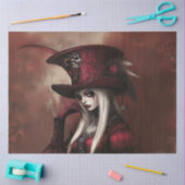 REDでDecopage Gothic Lady 薄葉紙 (クラフト)