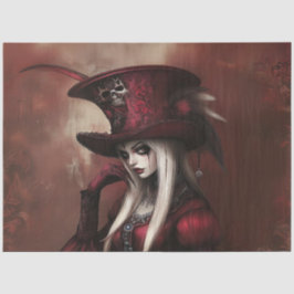 REDでDecopage Gothic Lady 薄葉紙