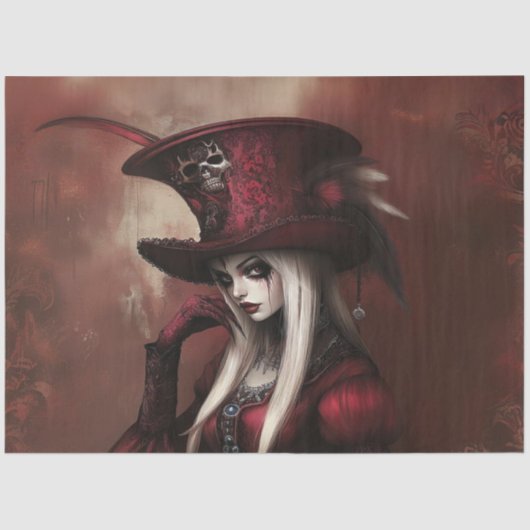 REDでDecopage Gothic Lady 薄葉紙 (正面)