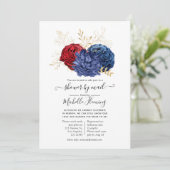 RedとNavy Blueの水色フローラシャワー（郵便） 招待状 (スタンド正面)