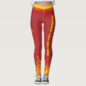 REDのやる気を起こさせる名前YELLOWスクリプトを持つFlames レギンス (正面)