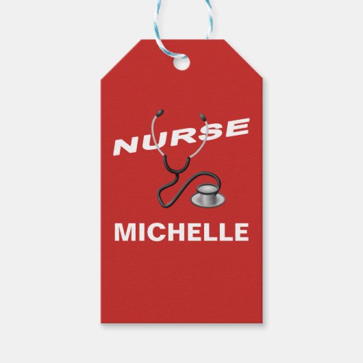 REDカスタマイズ可能な名前ナース ギフトタグ (正面)
