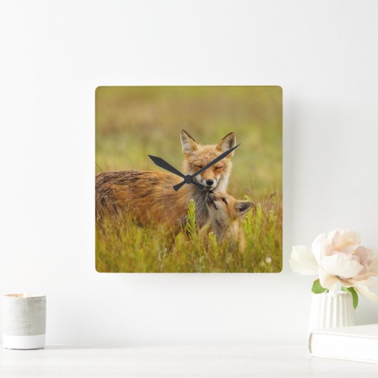 Redキツネキット、ママ スクエア壁時計 (ホーム)