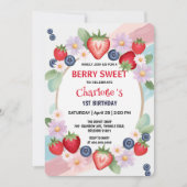 REDストロベリー1st誕生日パーティー 招待状 (正面)