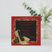 REdブラックハイヒールウーマンバースデーパーティー 招待状 (スタンド正面)