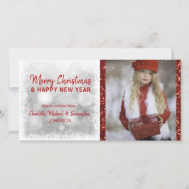 REDホワイトホリデーズクリスマス/新年 | フォト シーズンカード