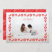 REDレトロおもしろいジョイ喜びフレーム写真クリスマS シーズンカード (正面/裏面)