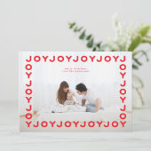 REDレトロおもしろいジョイ喜びフレーム写真クリスマS シーズンカード (スタンド正面)