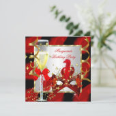 RED金ゴールドマスクマスカレードパーティー誕生日 招待状 (スタンド正面)