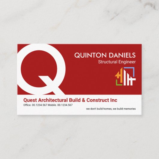 Red スタイリッシュ White Layers Monogram Founder CEO 名刺 (正面)