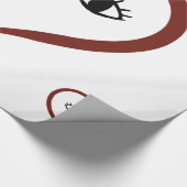 REd – ホワイト抽象芸術アートハート顔 ラッピングペーパー (角)