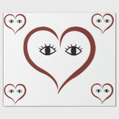 REd – ホワイト抽象芸術アートハート顔 ラッピングペーパー (フラット)