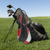 Red モダン Gray Geometric抽象芸術Monogram名 ゴルフタオル (グリーン)